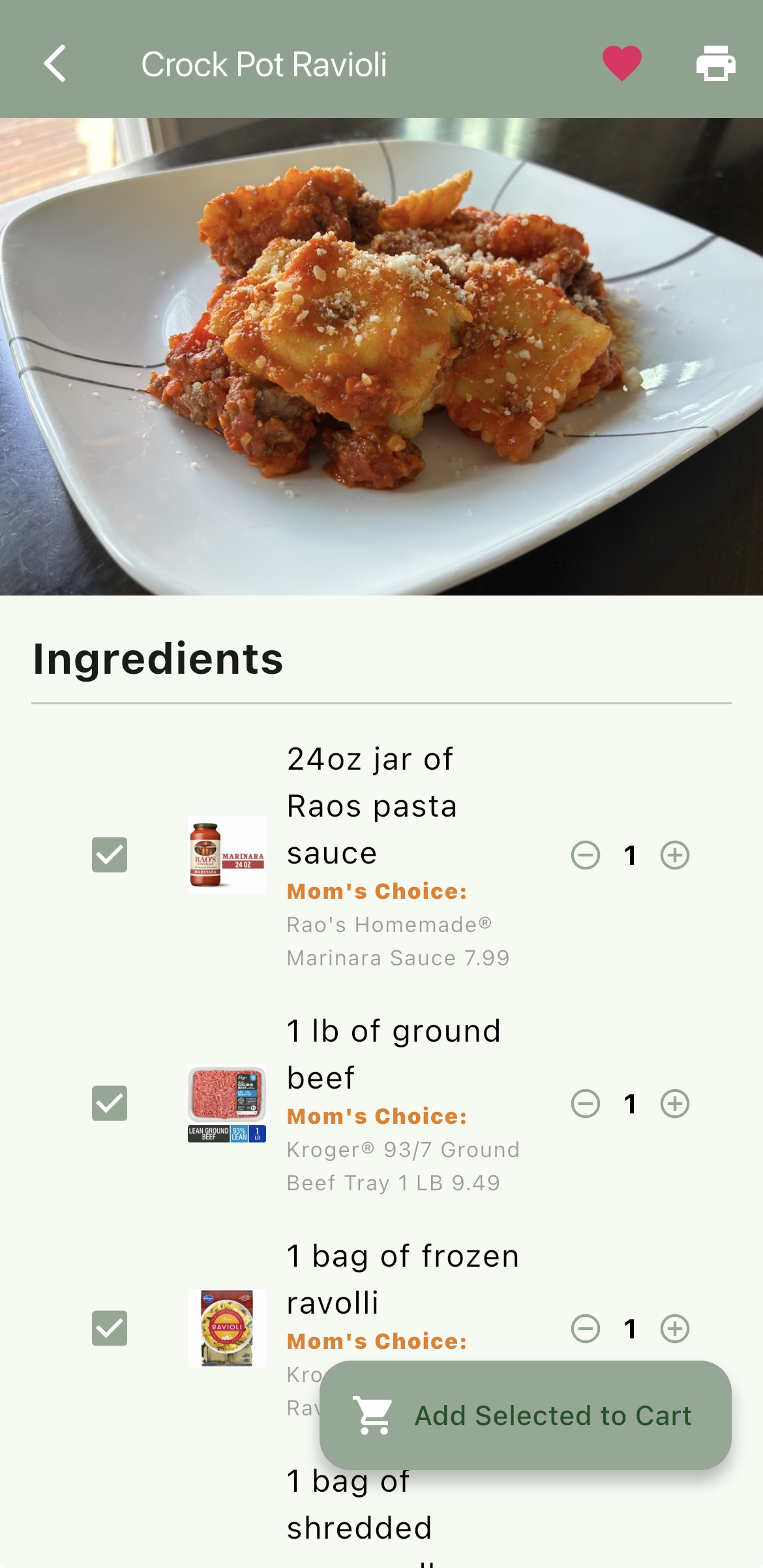 Grocery List Feature View